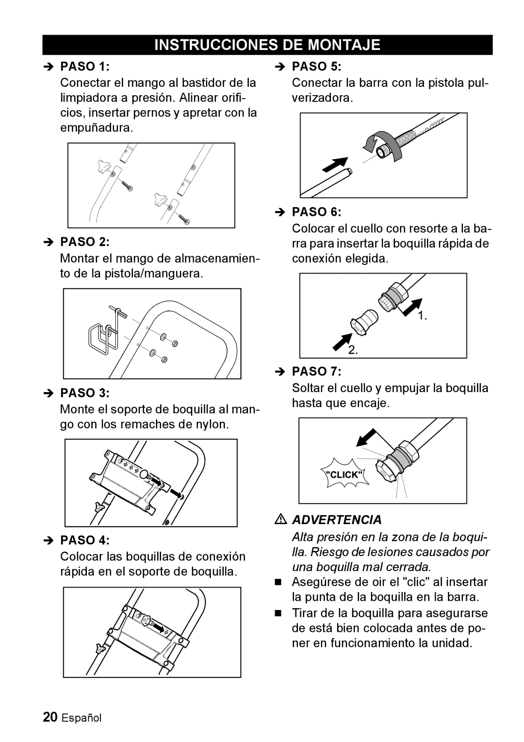 Karcher G 3050 OH, G 3025 OH manual Instrucciones DE Montaje, Paso 