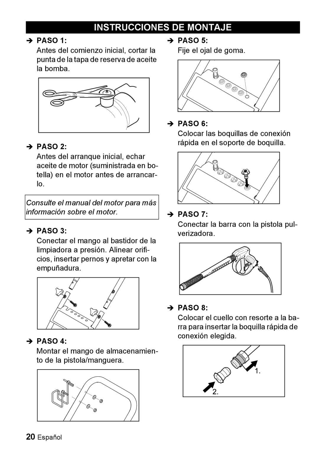 Karcher G 4000 RH manual Instrucciones DE Montaje, Paso 