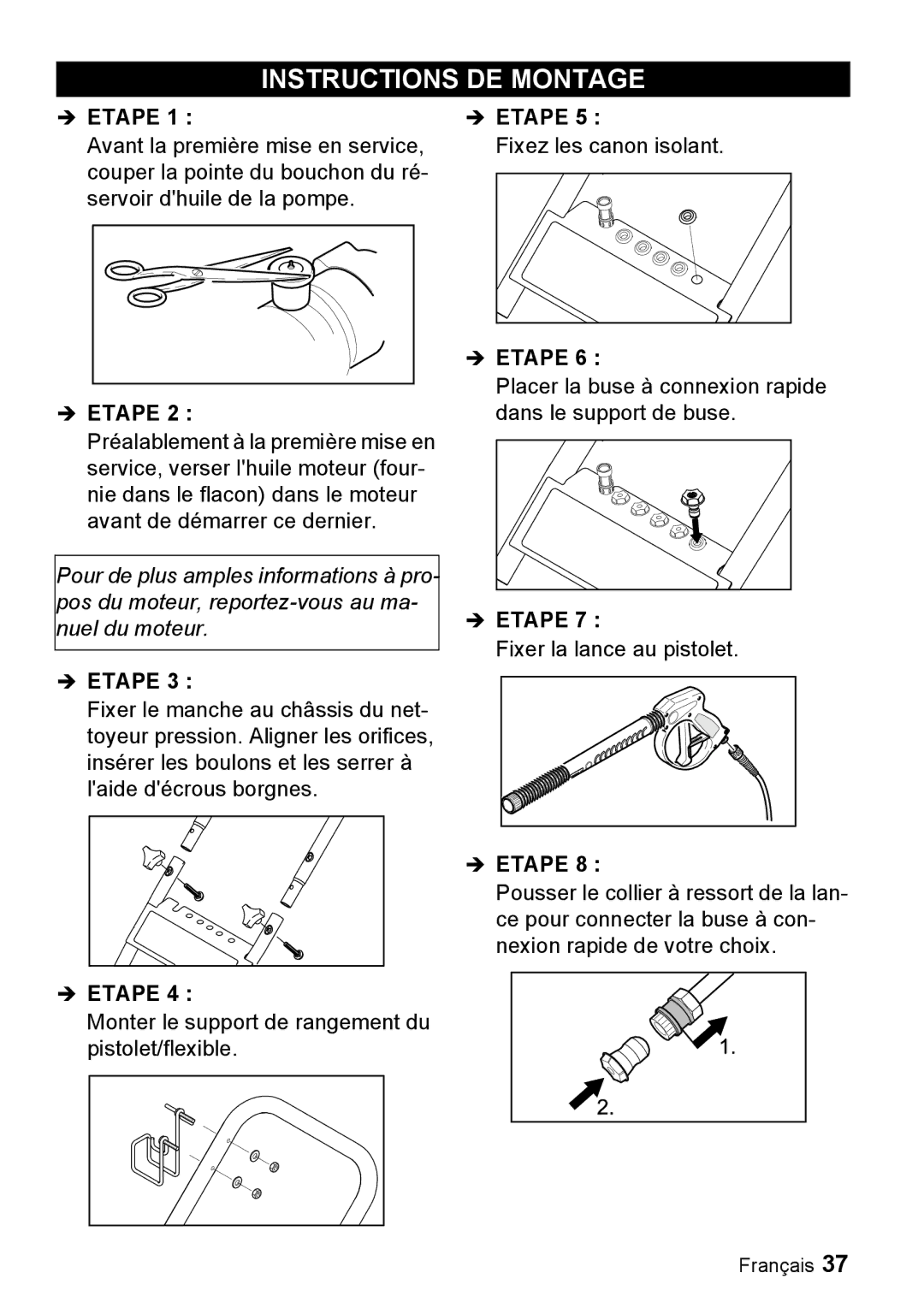 Karcher G 4000 RH manual Instructions DE Montage, Etape 