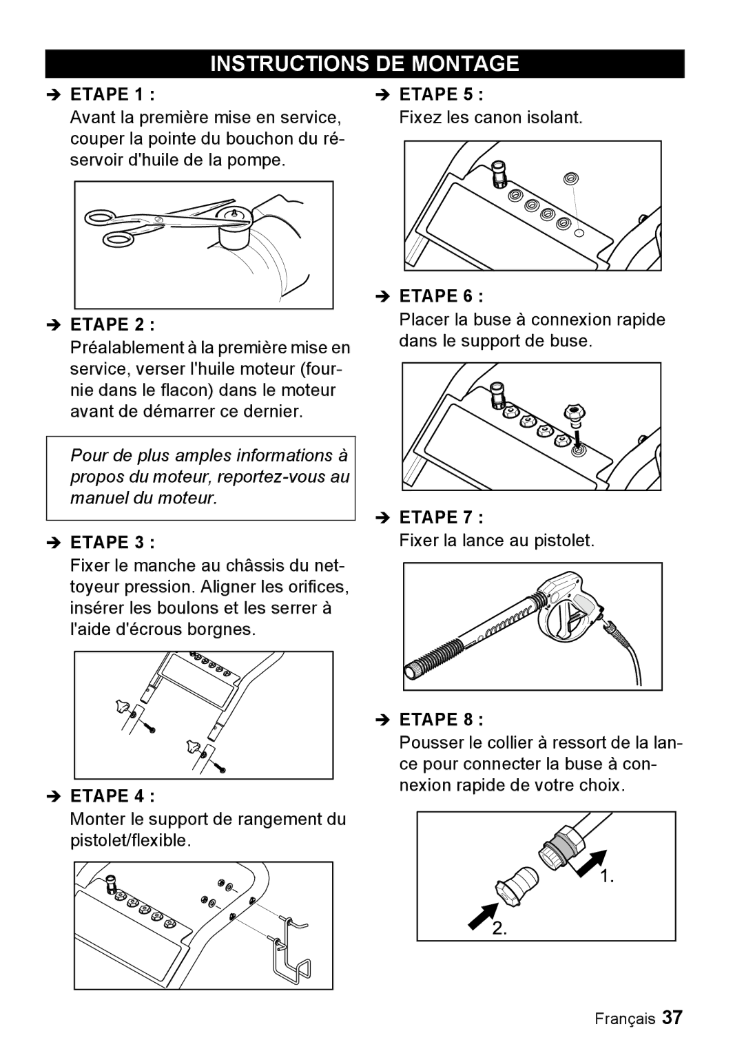 Karcher G 4000 SH manual Instructions DE Montage, Etape 