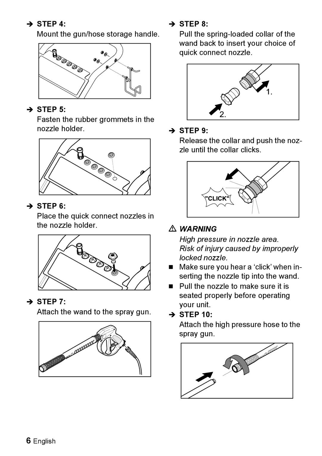 Karcher G 4000 SH manual Mount the gun/hose storage handle 