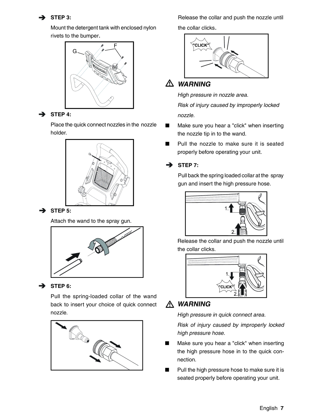 Karcher G2600XC, G2800XC manual Place the quick connect nozzles in the nozzle holder 