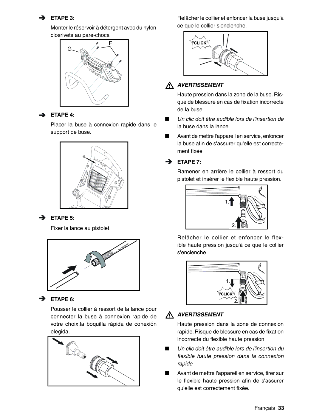 Karcher G3200XH manual Placer la buse à connexion rapide dans le support de buse 