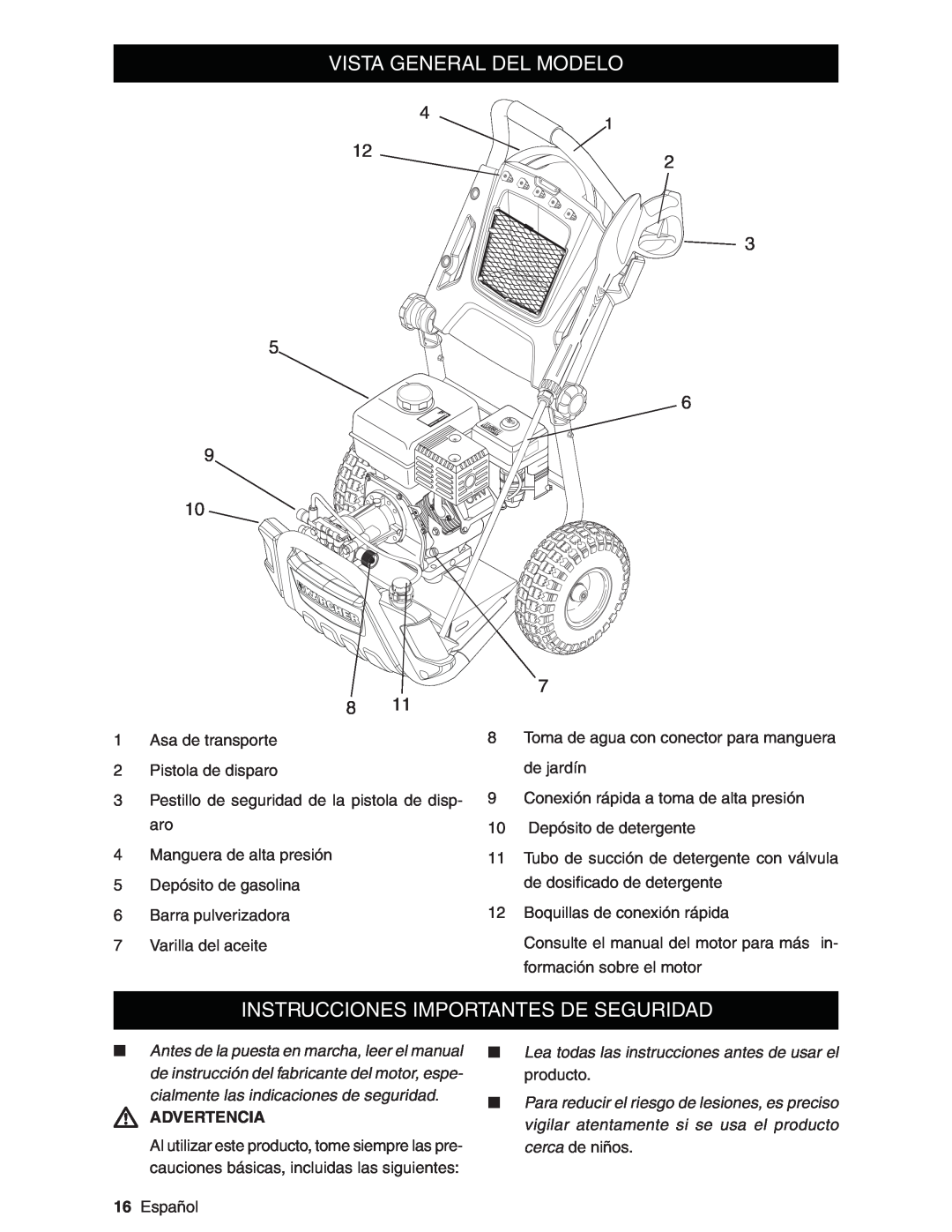 Karcher G3200XH manual Vista General Del Modelo, Instrucciones Importantes De Seguridad, Advertencia 