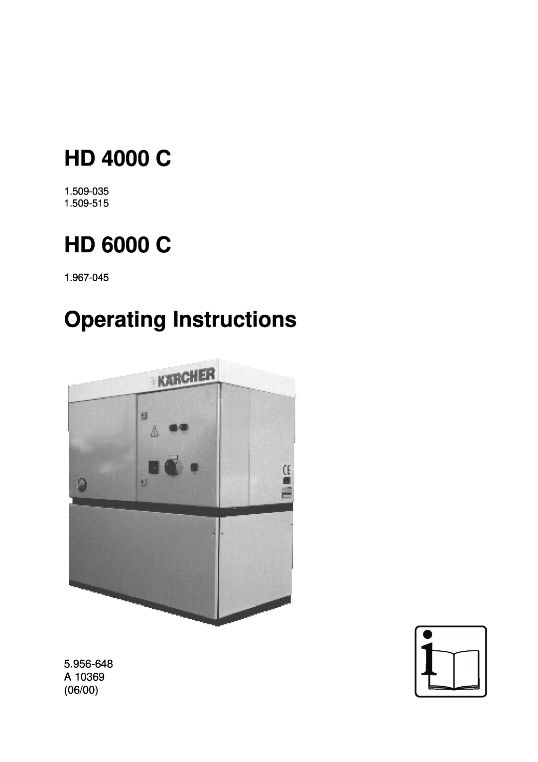 Karcher HD 6000 C operating instructions HD 4000 C, Operating Instructions, 5.956-648 A10369 06/00 