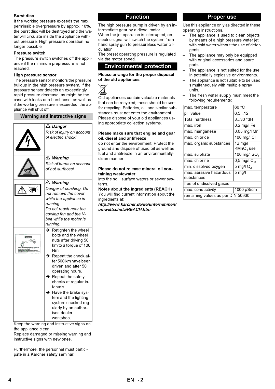 Karcher HD 7/250 DE TR1 manual Function, Environmental protection, Proper use 