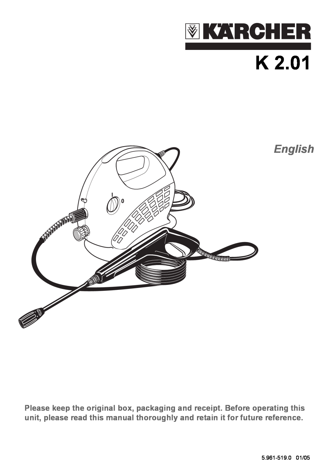 Karcher K 2.01 manual English, 5.961-519.001/05 