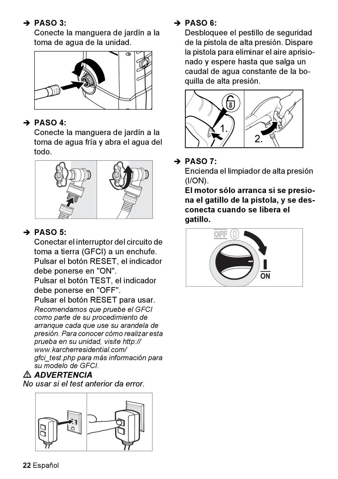 Karcher K 2.050 manual No usar si el test anterior da error 