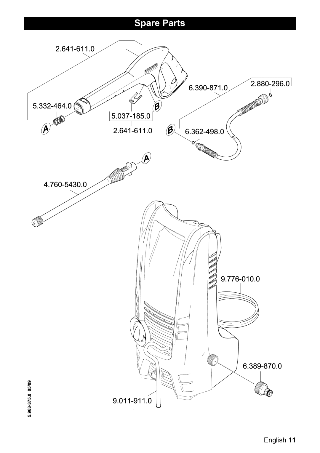 Karcher K 2.080 manual Spare Parts 