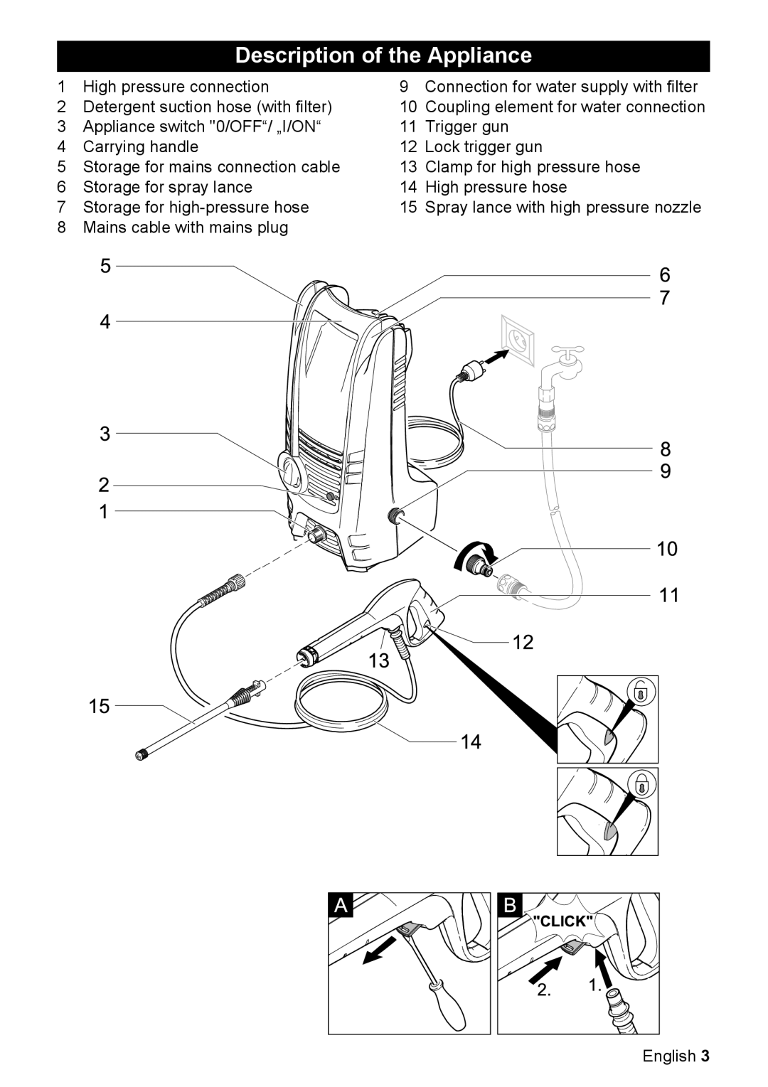 Karcher K 2.080 manual Description of the Appliance 