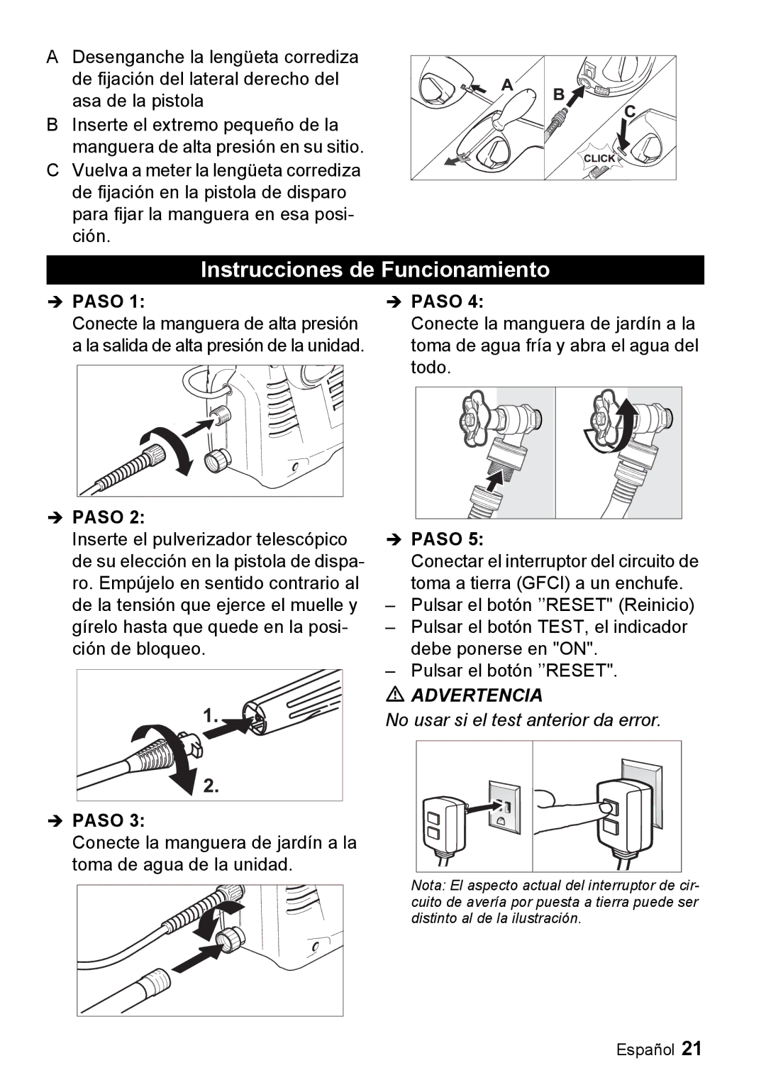 Karcher K 2.16 manual Instrucciones de Funcionamiento, Advertencia 