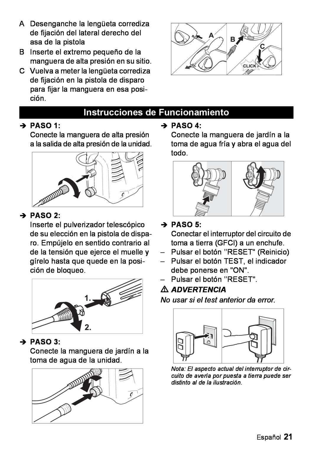 Karcher K 2.16 manual Instrucciones de Funcionamiento, Advertencia, Î Paso 
