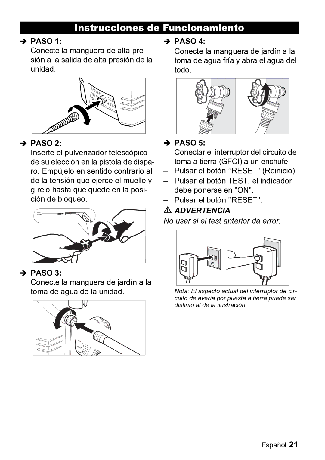 Karcher K 2.26 M manual Instrucciones de Funcionamiento, Advertencia 