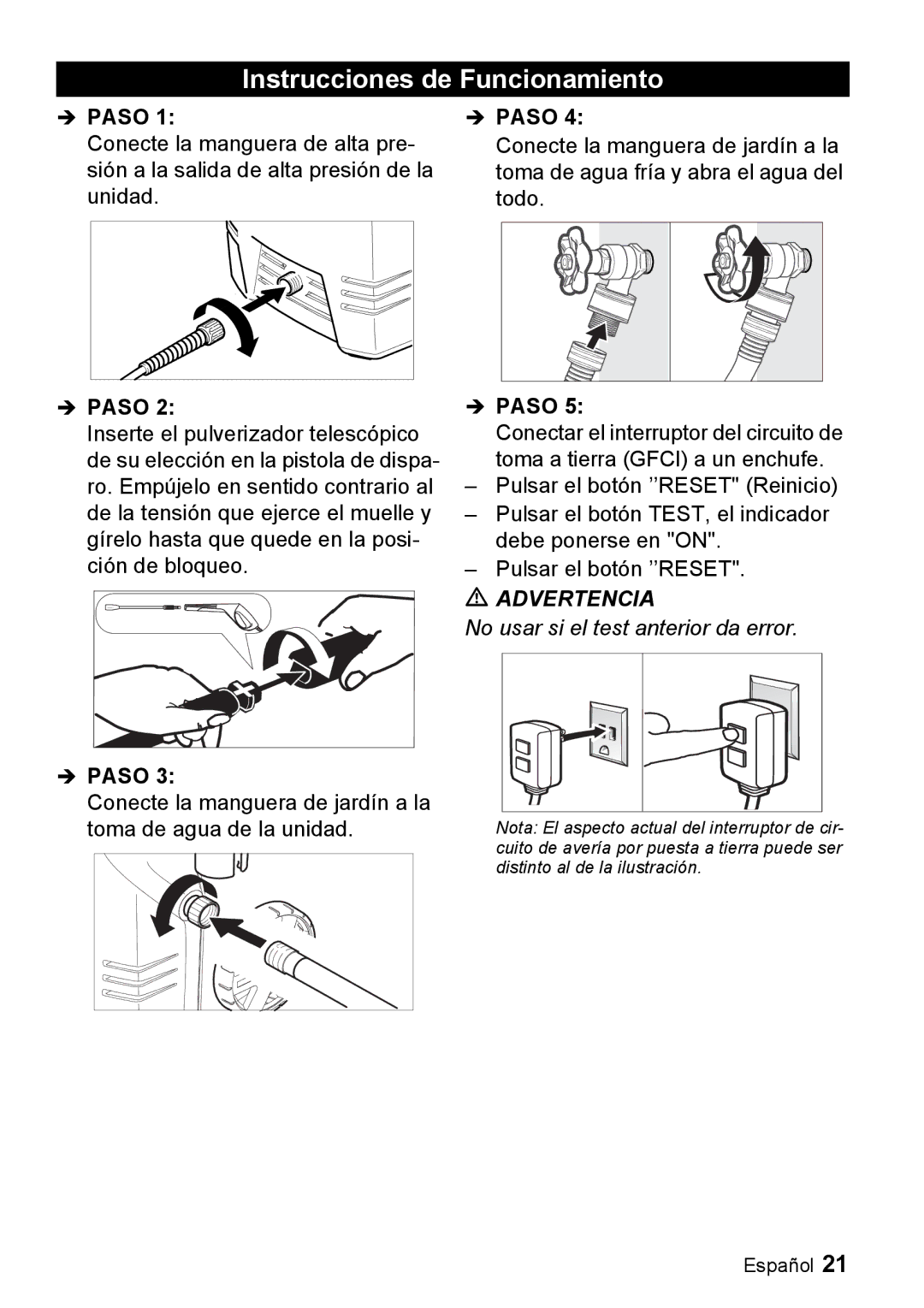 Karcher K 2.26M manual Instrucciones de Funcionamiento, Advertencia 