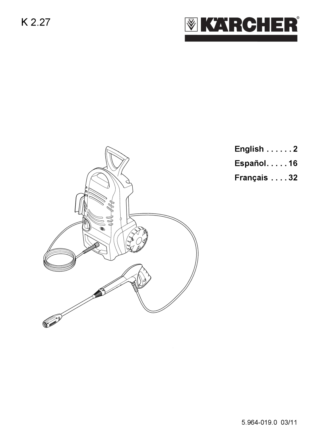 Karcher K 2.27 manual English Español Français 