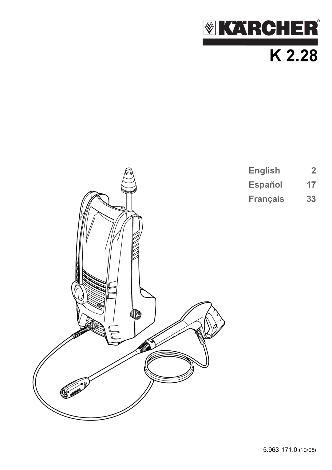 Karcher K 2.28 manual English Español Français 