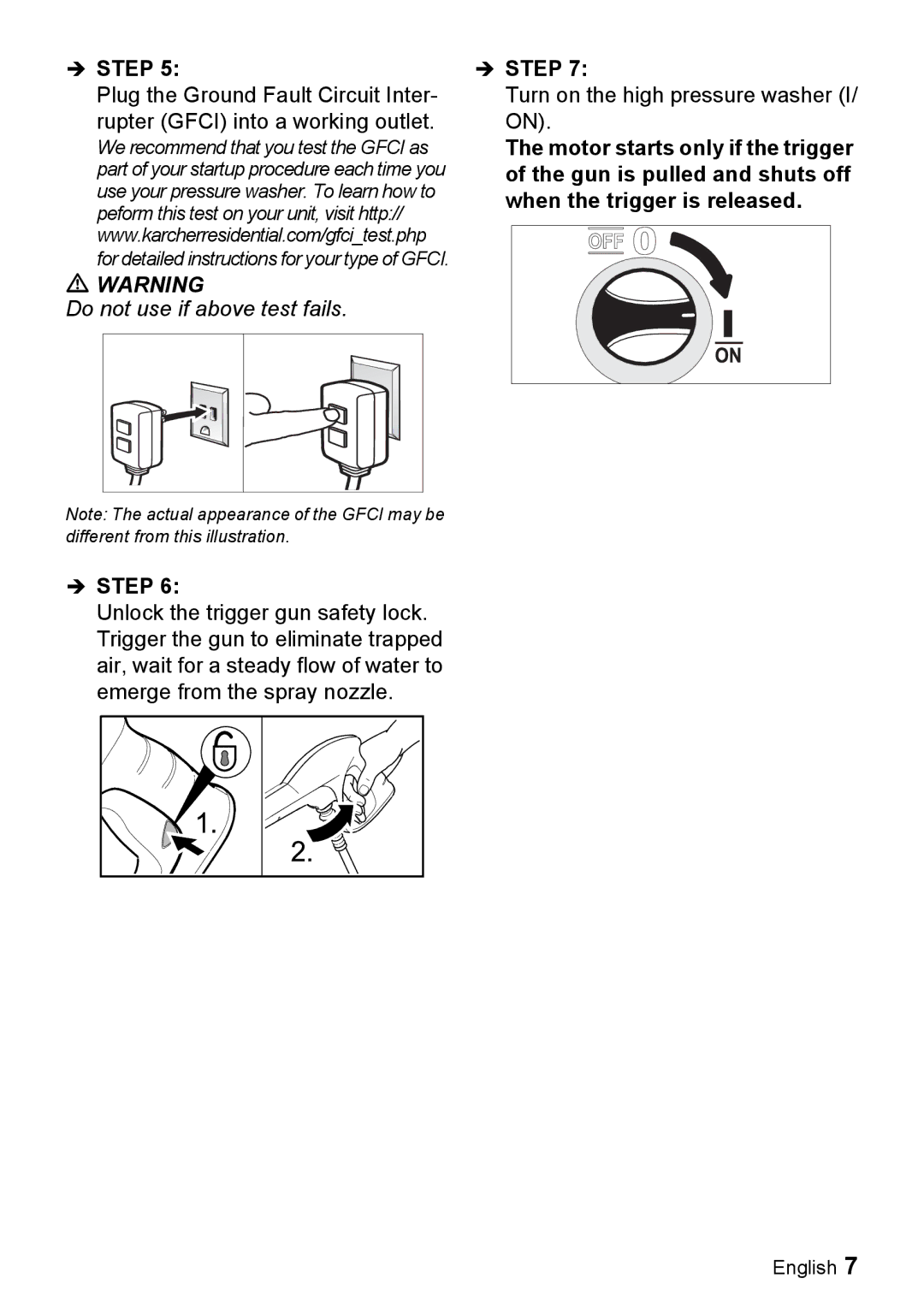 Karcher K 2.28 manual Do not use if above test fails 