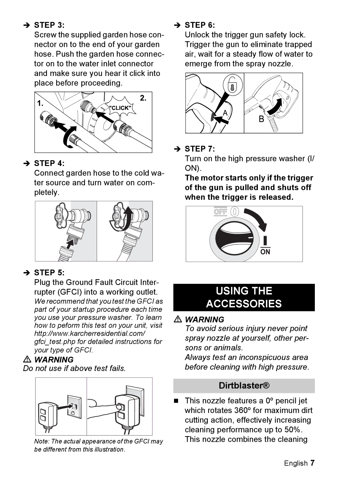 Karcher K 2.29 manual Using Accessories, Dirtblaster 