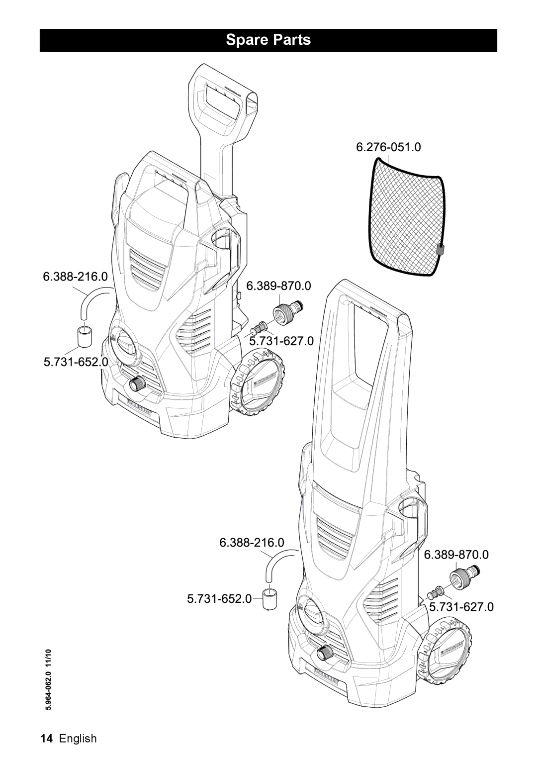 Karcher K 2.300, K 2.399 manual Spare Parts 