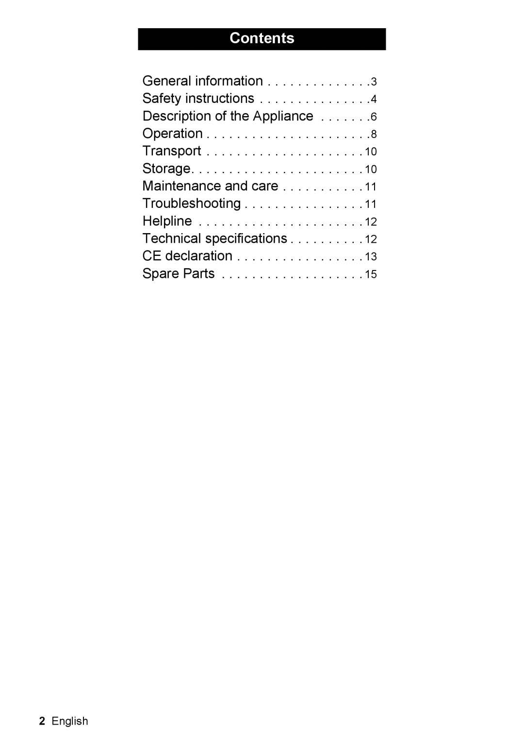 Karcher K 2.300, K 2.399 manual Contents 