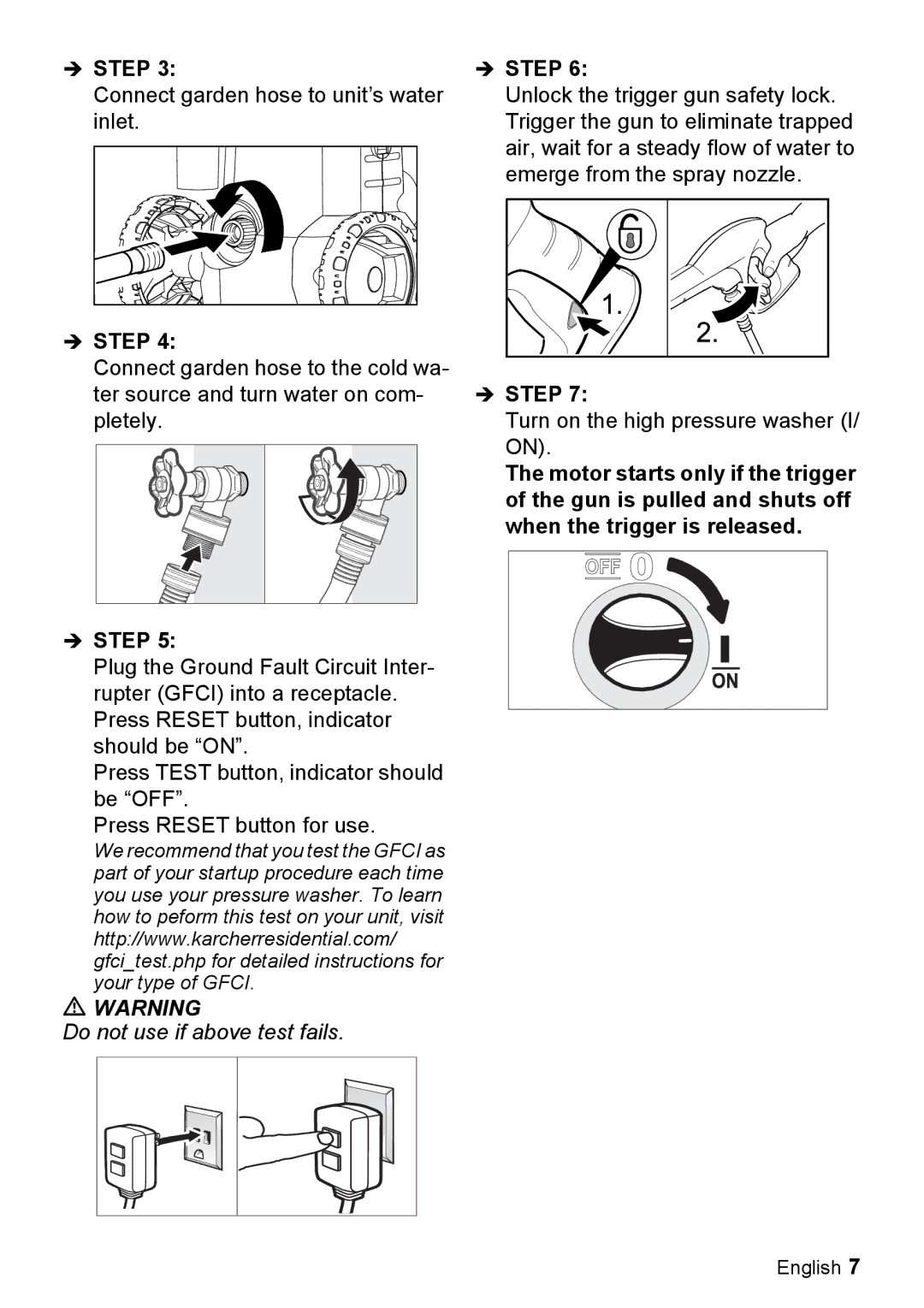 Karcher K 2.350 manual Do not use if above test fails 