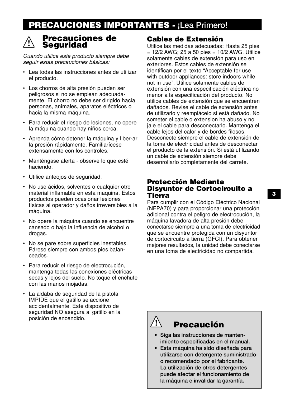 Karcher K 240 specifications Precauciones Importantes ¡Lea Primero, Cables de Extensión 