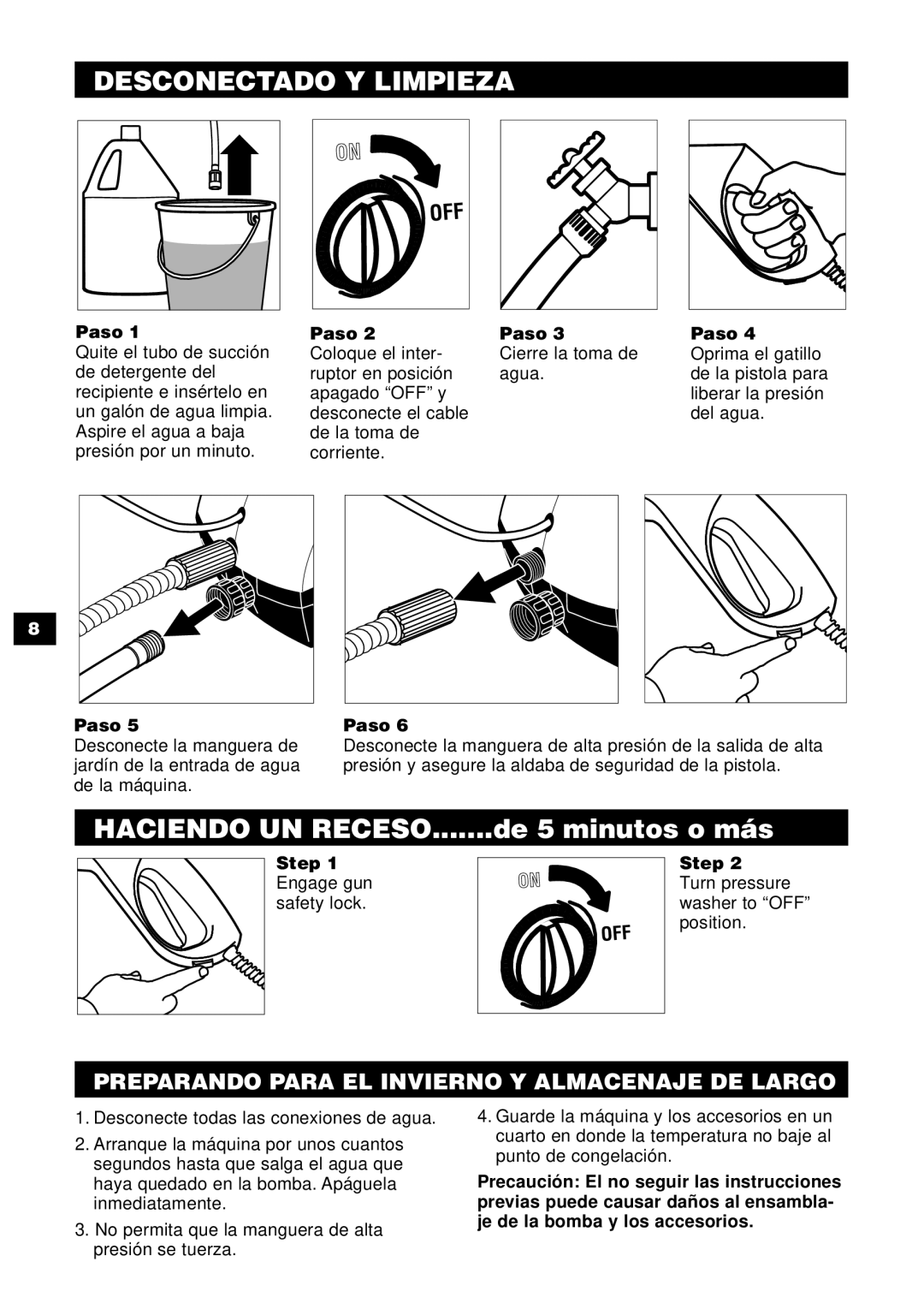 Karcher K 240 specifications Desconectado Y Limpieza, Haciendo UN Receso, De 5 minutos o más, Paso 