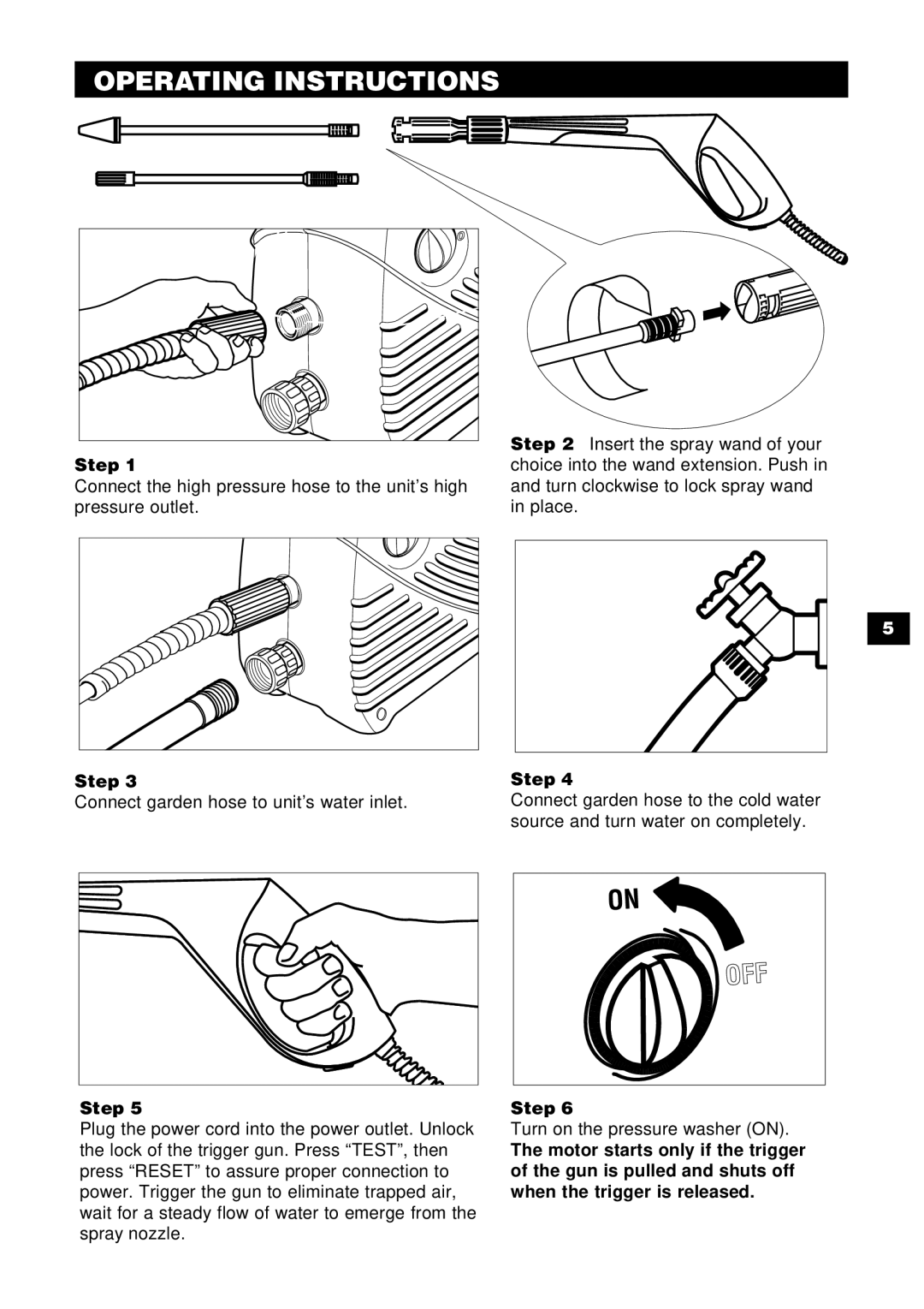 Karcher K 240 specifications Operating Instructions, Turn on the pressure washer on 