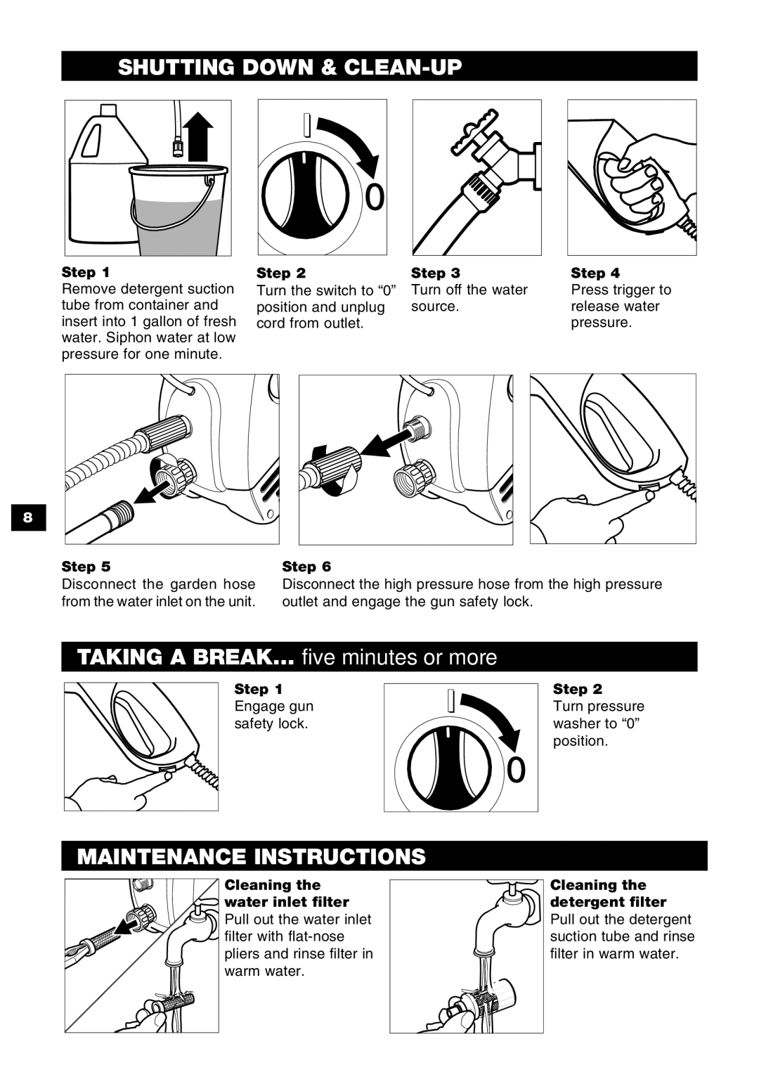 Karcher K 2.45 specifications Shutting Down & CLEAN-UP, Maintenance Instructions 