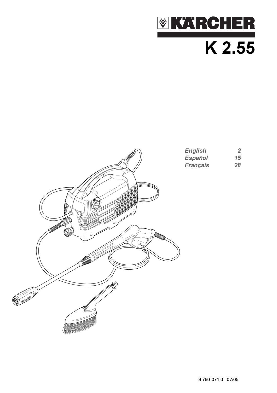 Karcher K 2.55 manual English Español Français 