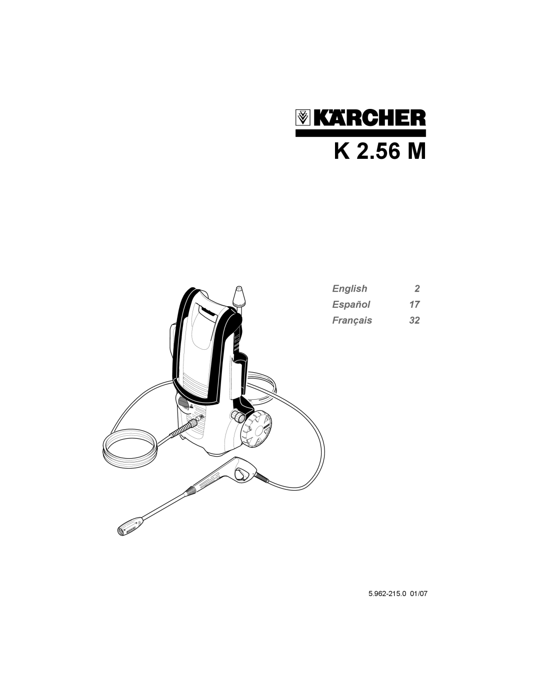 Karcher K 2.56 M manual English Español Français, 5.962-215.001/07 
