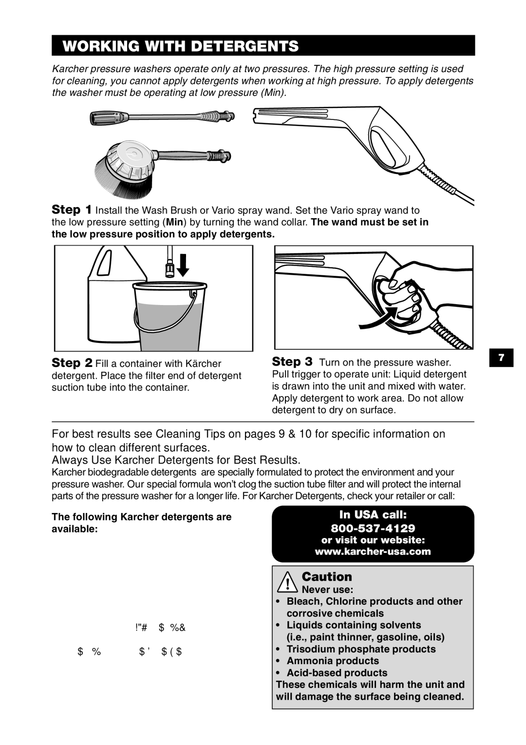 Karcher K 2.90 M Working with Detergents, Always Use Karcher Detergents for Best Results, Or visit our website 