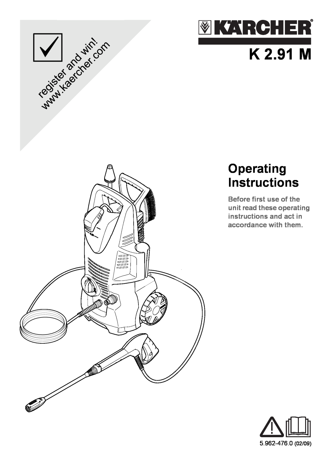 Karcher K 2.91 M operating instructions Operating Instructions 