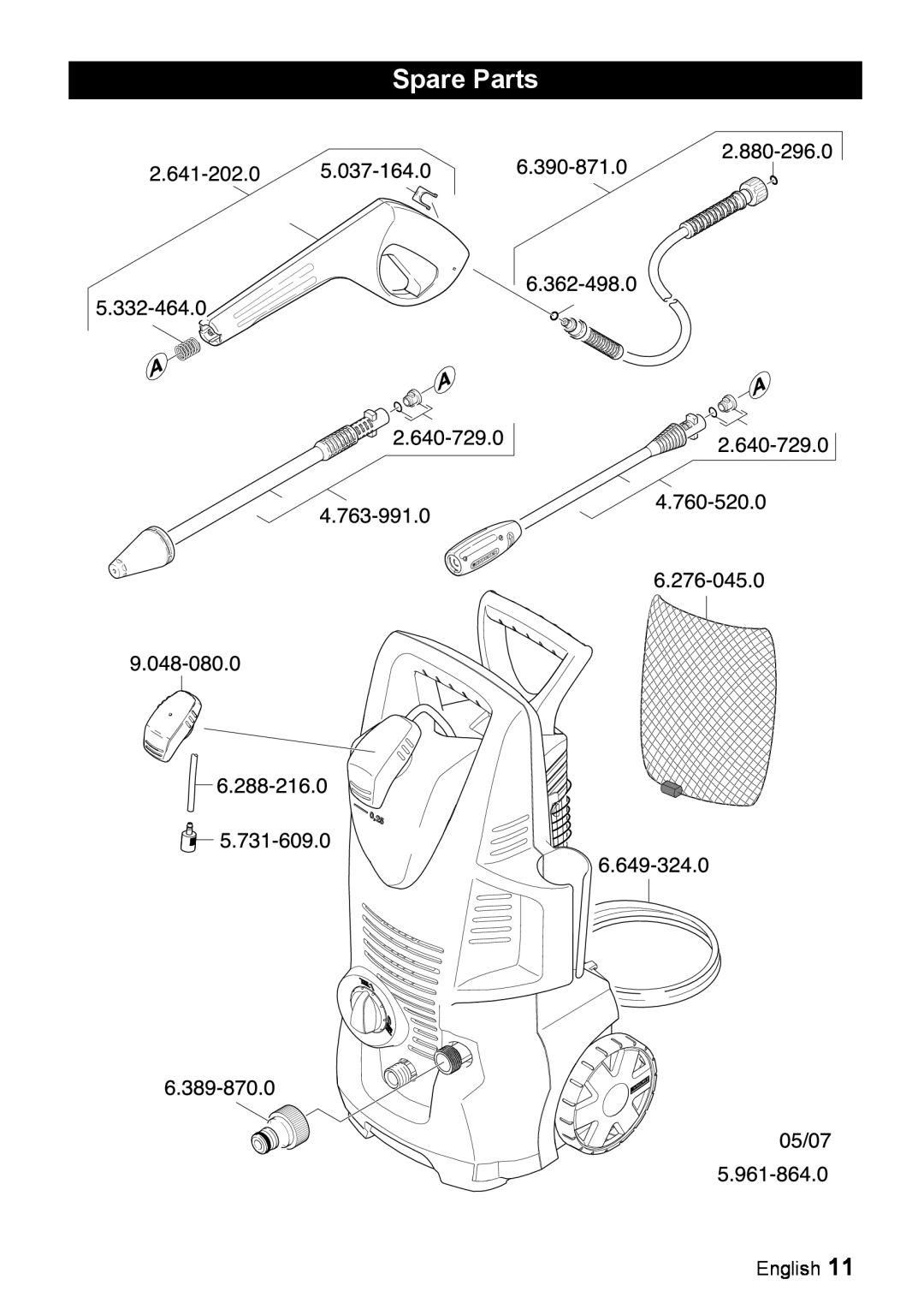 Karcher K 2.91 MD manual Spare Parts, English 