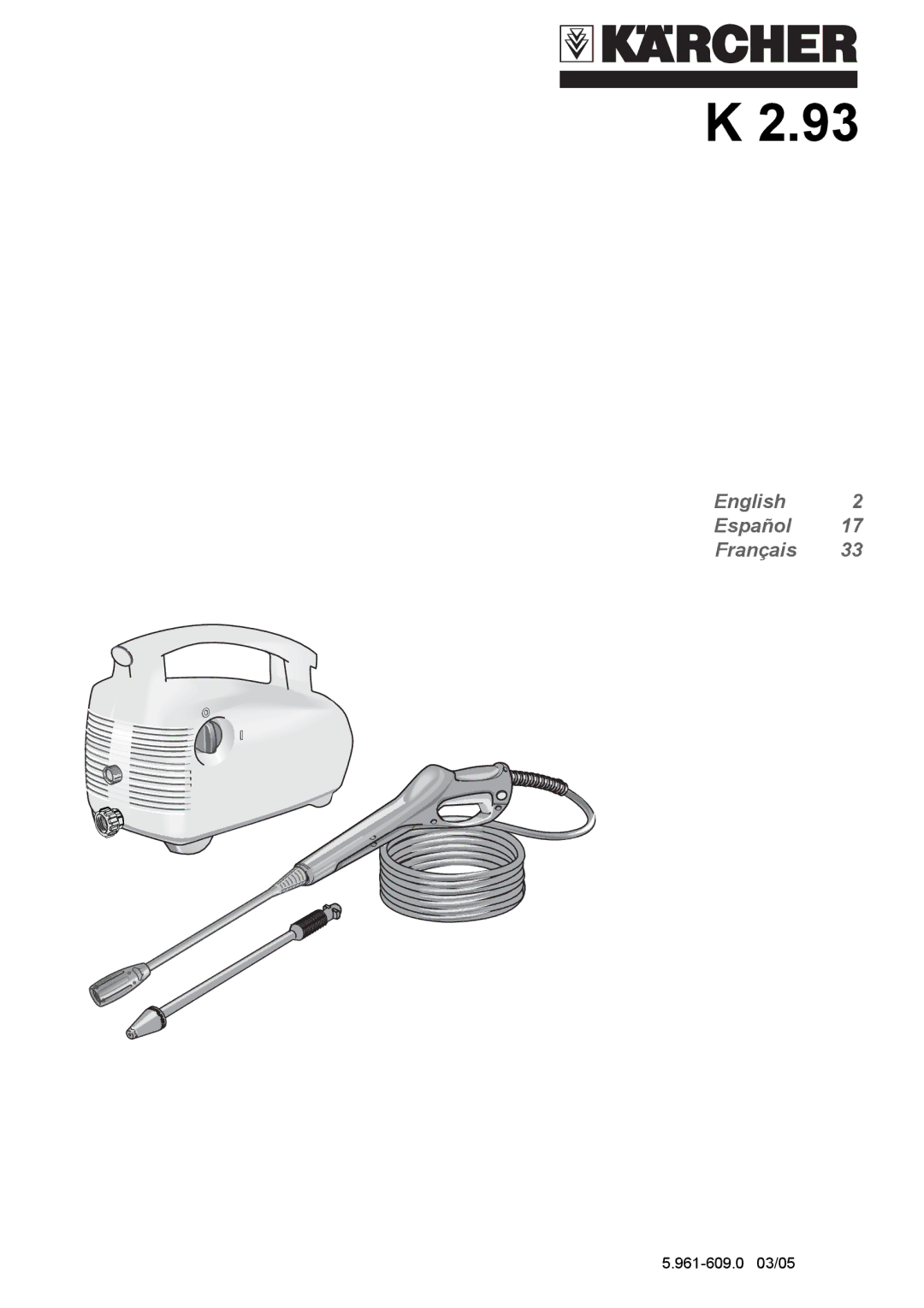 Karcher K 2.93 manual English Español Français 