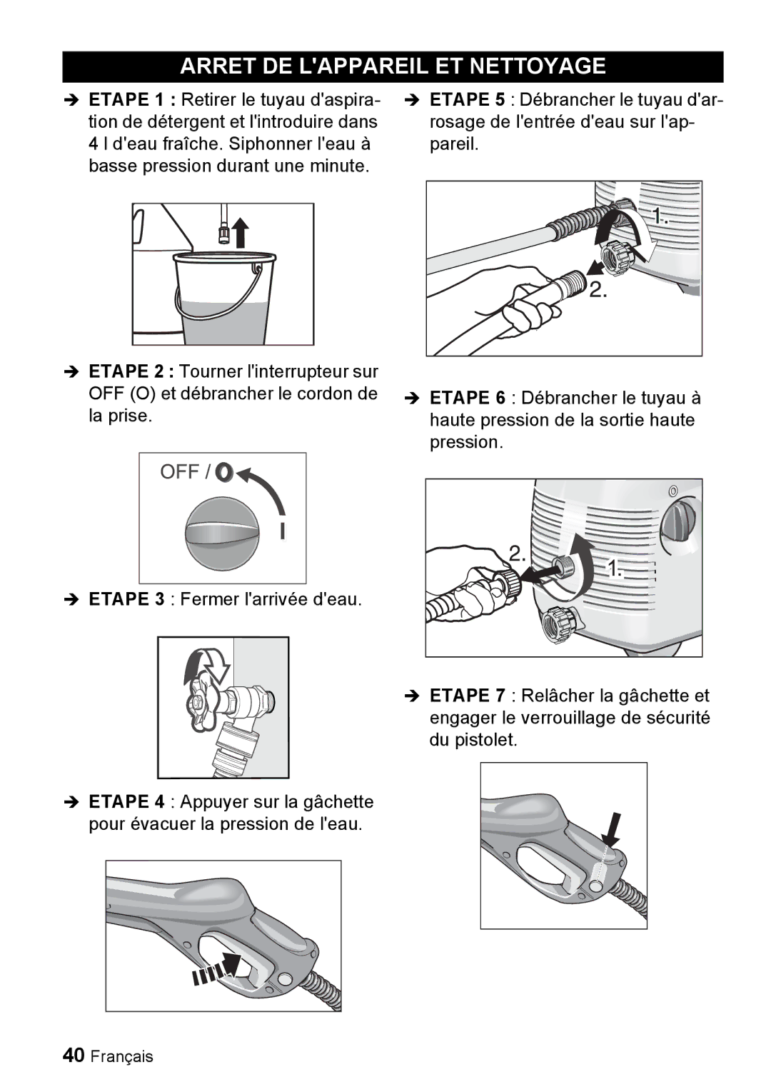 Karcher K 2.93 manual Arret DE Lappareil ET Nettoyage 