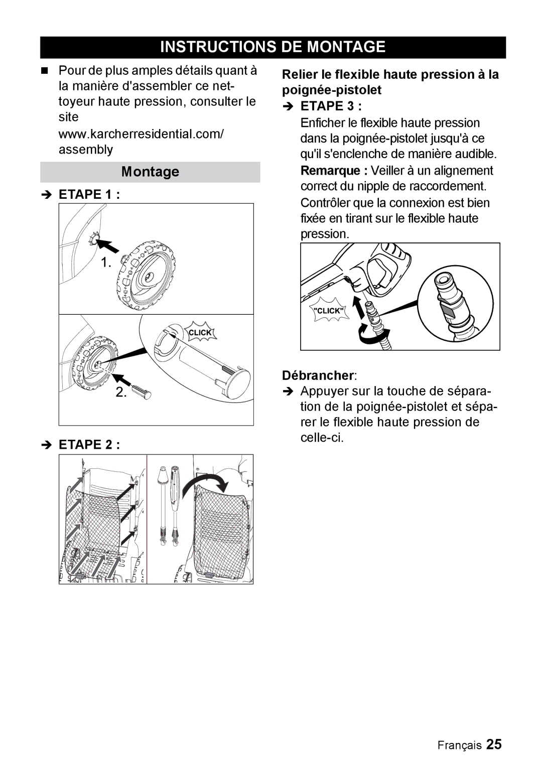 Karcher K 3.350 manuel dutilisation Instructions DE Montage,  Etape, Débrancher 