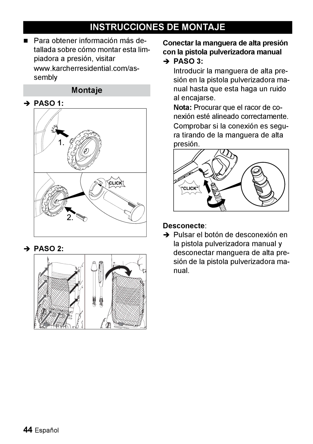 Karcher K 3.350 manuel dutilisation Instrucciones DE Montaje,  Paso, Desconecte 