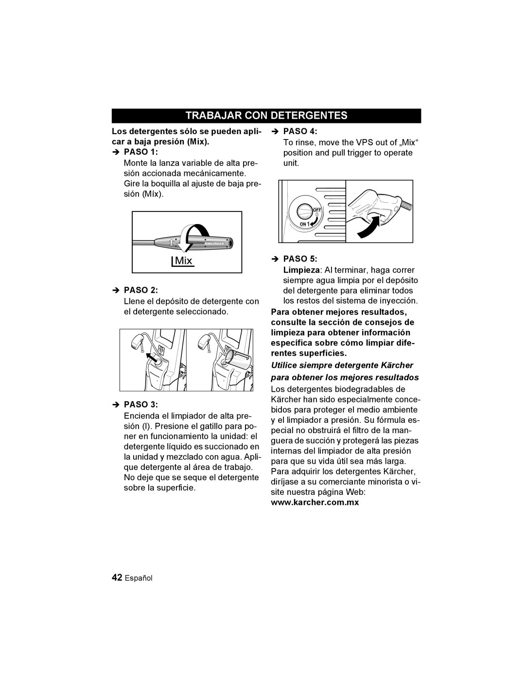 Karcher K 3.48 M manual Trabajar CON Detergentes 