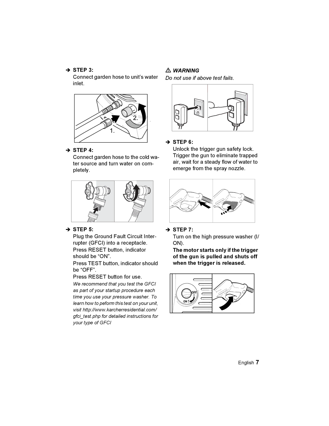 Karcher K 3.48 M manual Do not use if above test fails 