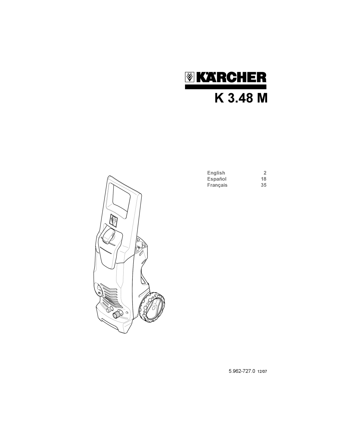 Karcher K 3.48 M manual English2 Español18 Français35, 5.962-727.0 12/07 