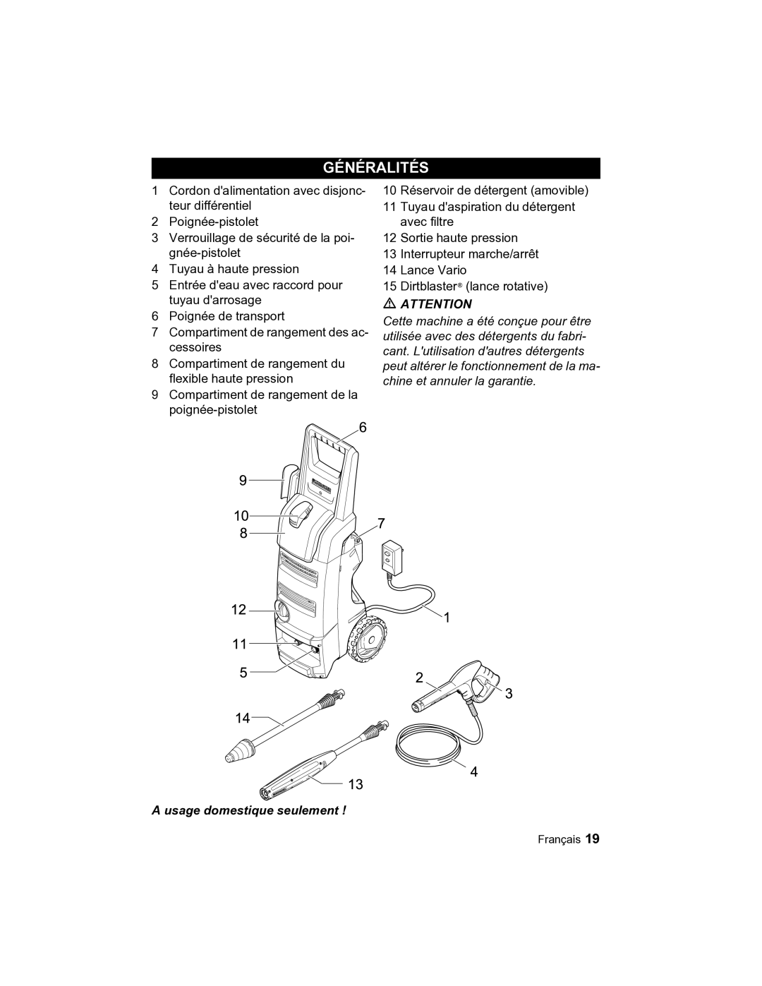 Karcher K 3.49 M manual Généralités 