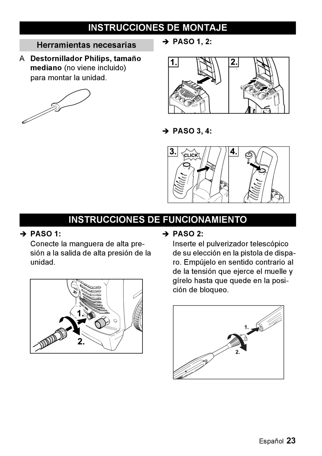 Karcher K 3.67 M manual Instrucciones DE Montaje, Instrucciones DE Funcionamiento, Herramientas necesarias 