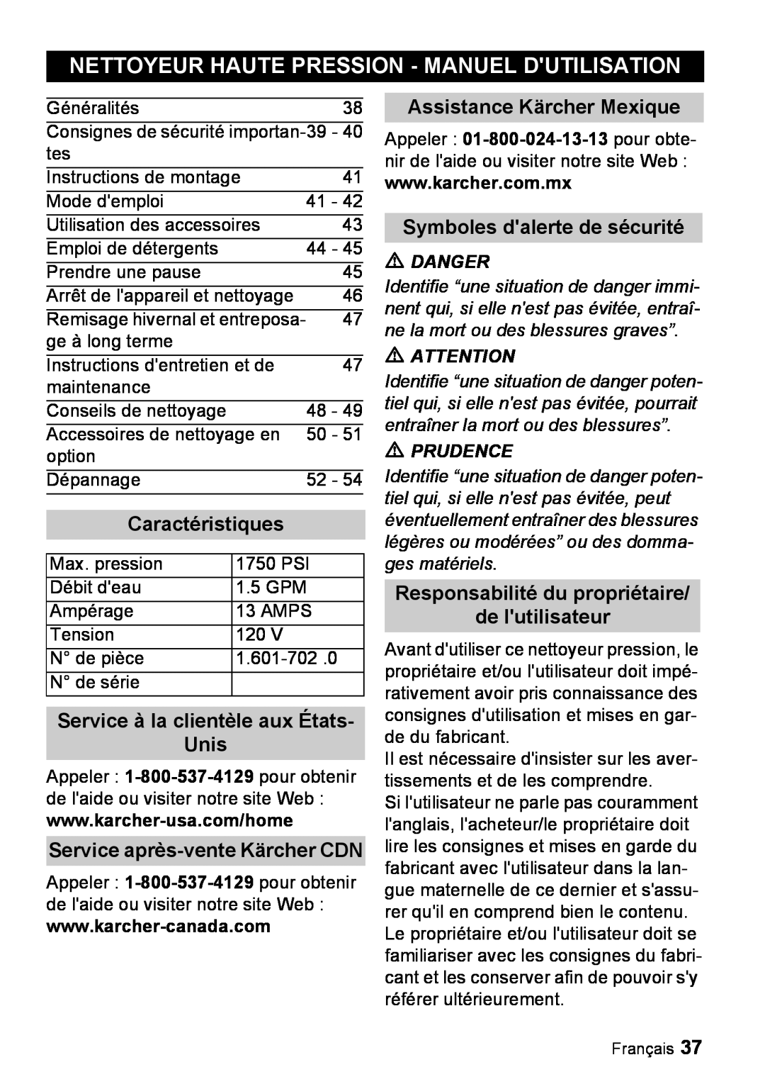 Karcher K 3.67 M Nettoyeur Haute Pression - Manuel Dutilisation, Caractéristiques, Service à la clientèle aux États Unis 