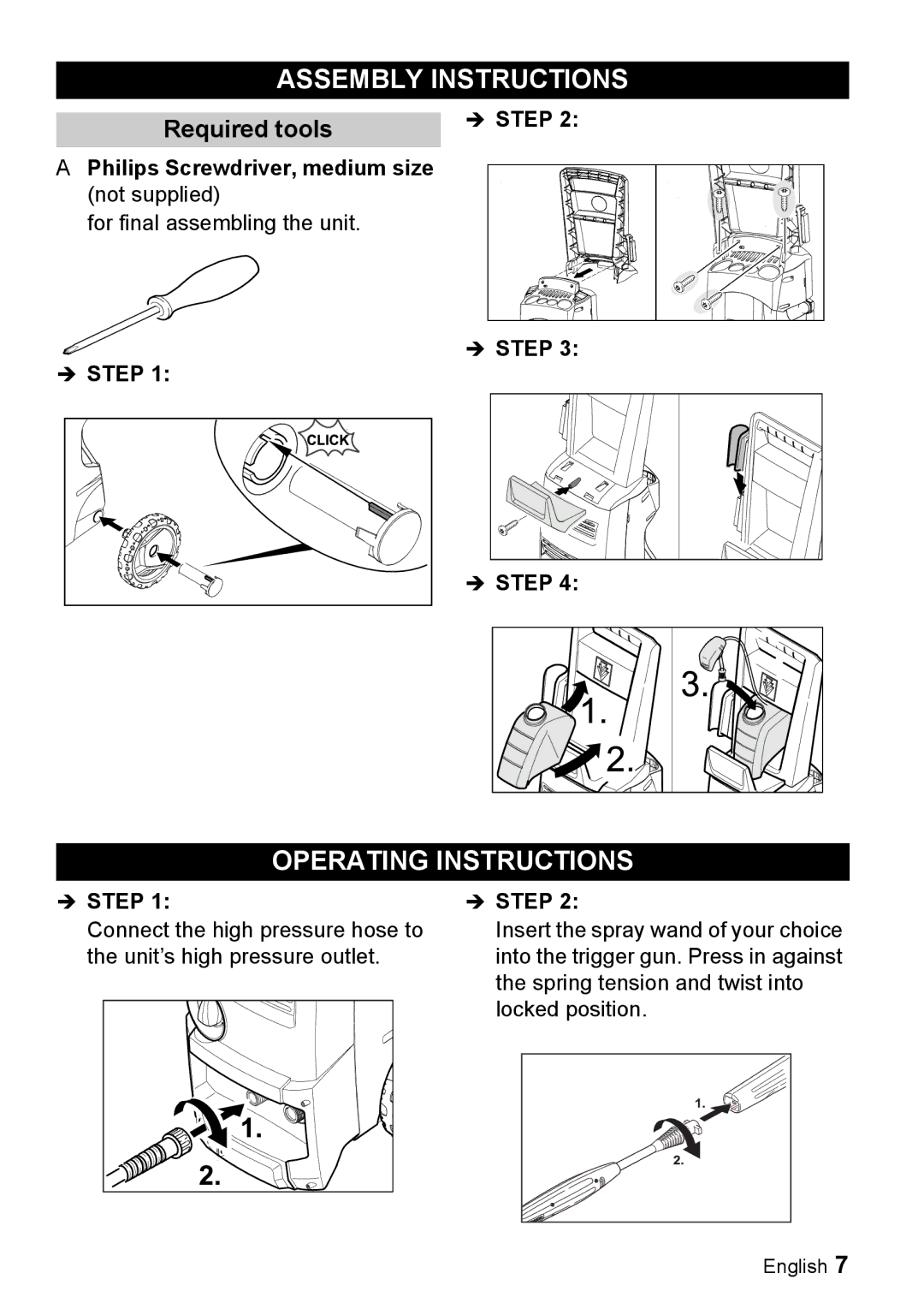 Karcher K 3.68 M manual Assembly Instructions, Operating Instructions, Required tools 