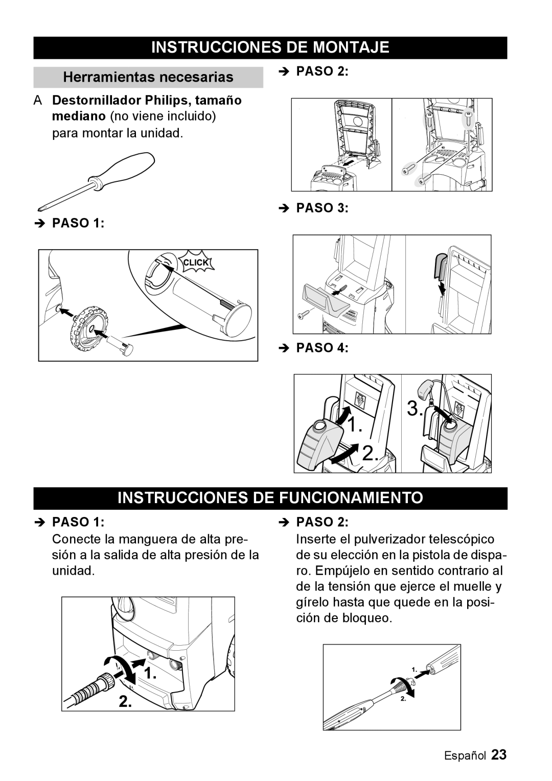 Karcher K 3.68 M manual Instrucciones De Montaje, Instrucciones De Funcionamiento, Herramientas necesarias, Îpaso 