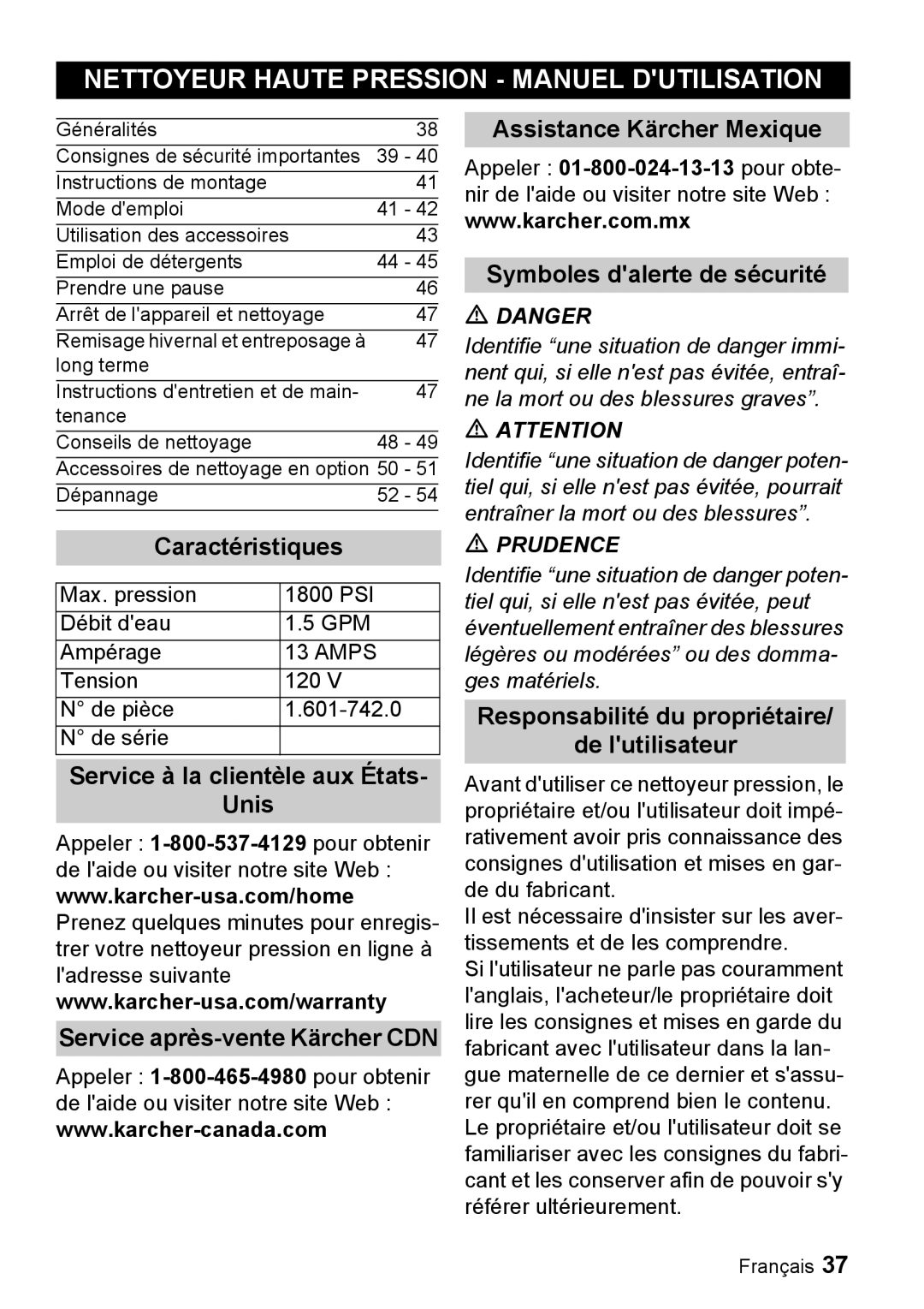 Karcher K 3.68 M Nettoyeur Haute Pression - Manuel Dutilisation, Caractéristiques, Service à la clientèle aux États Unis 