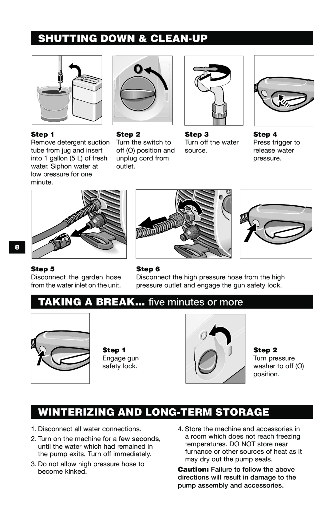 Karcher K 370 M specifications Shutting Down & CLEAN-UP, Winterizing and LONG-TERM Storage 