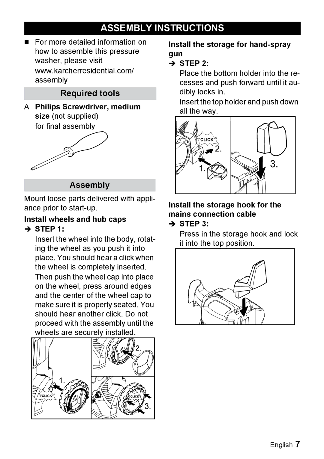 Karcher K 3.740 manuel dutilisation Assembly Instructions, Required tools 