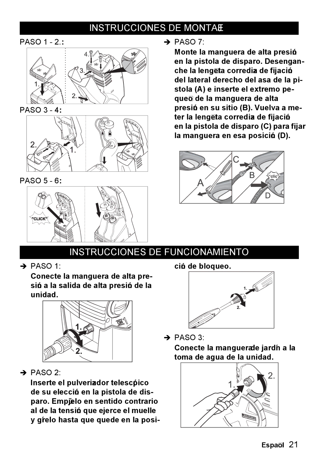 Karcher K 3.92 M manual Instrucciones DE Montaje, Instrucciones DE Funcionamiento, Paso 